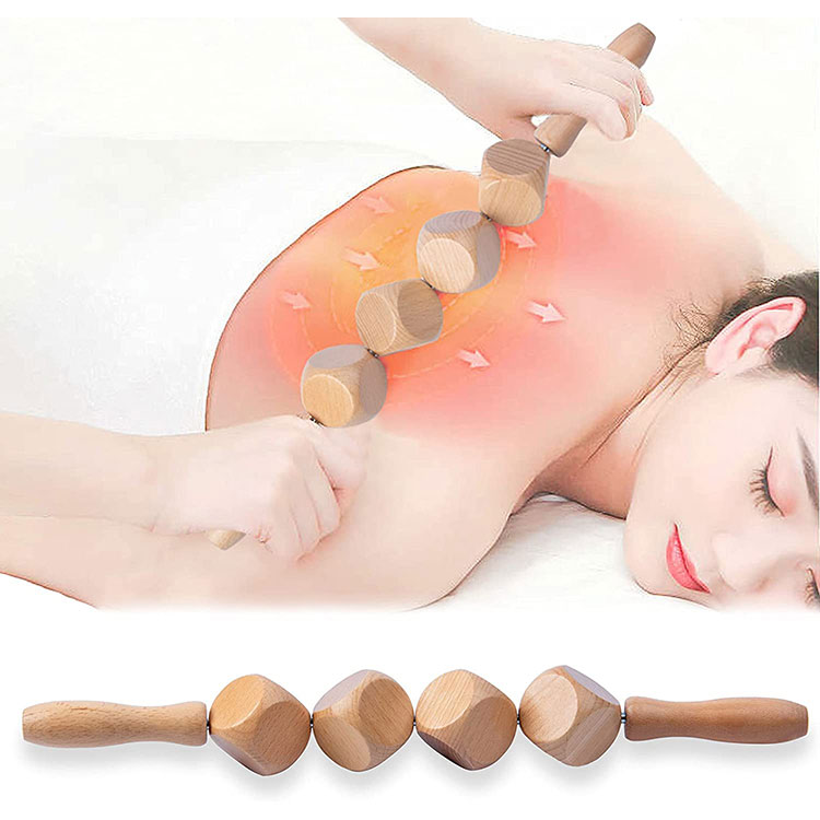4 Beads Wood Massage Roller