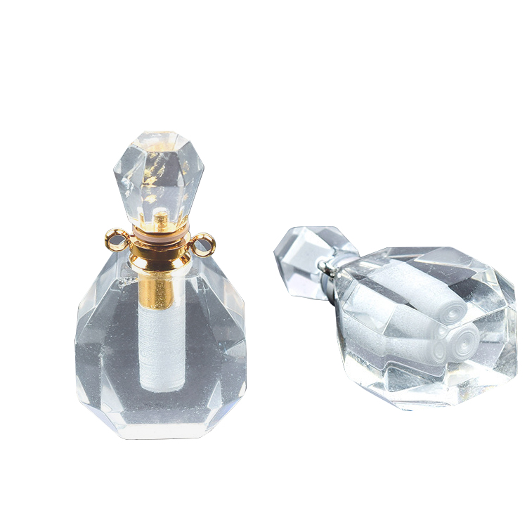 Natural Gemstone Bottle White Crystal Perfume Bottles Zodiac Necklaces with Link Chain