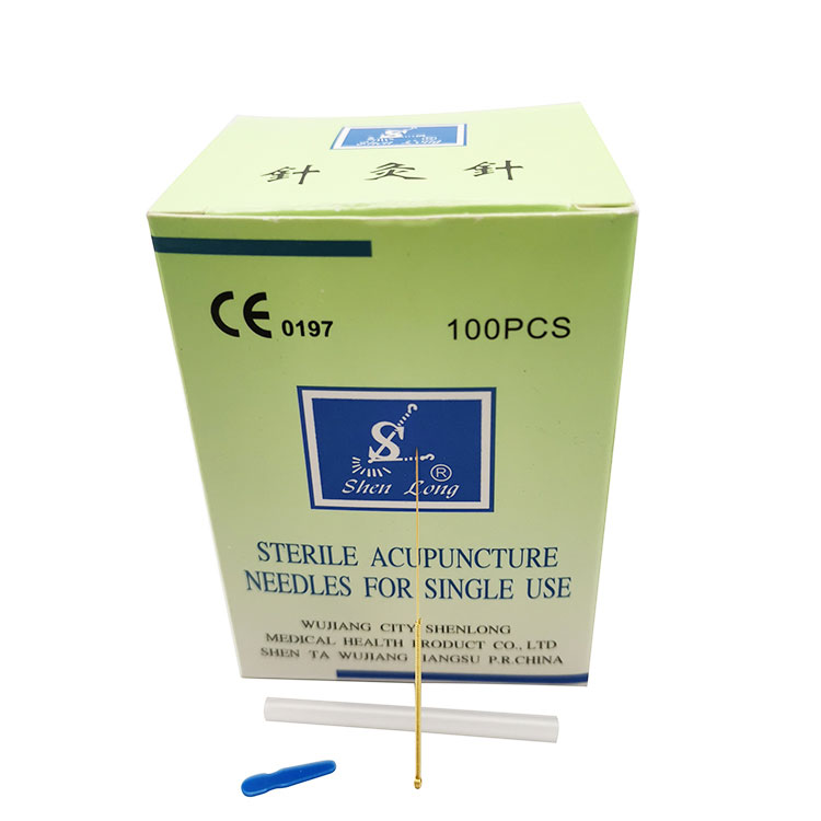 100 Pcs/Box Golden Coated Handle Acupuncture Needles